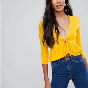 ASOS Top with Knot Front Ruffle